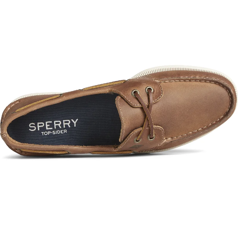 Men's Authentic Original Cross Lace Leather Boat Shoe - Tan (STS24867)