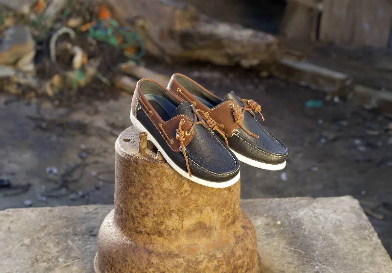 Admirals Boat Shoe - Navy/Brown