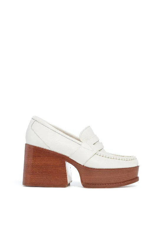 Augusta Platform Loafer in Cream Leather