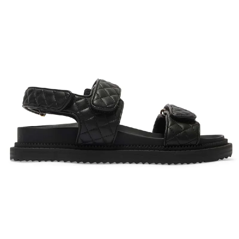 Bermuda Sandal in Black Smooth