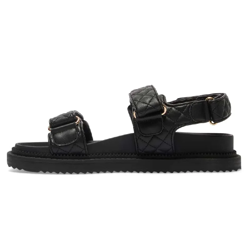 Bermuda Sandal in Black Smooth