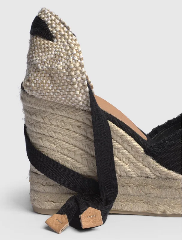 Castaner Bluma 8ED Black Canvas Wedge Espadrilles