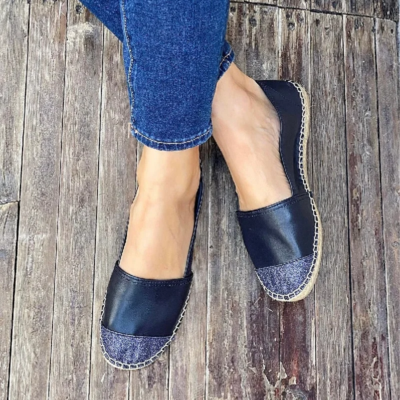 Classic Espadrille in Navy Glitter