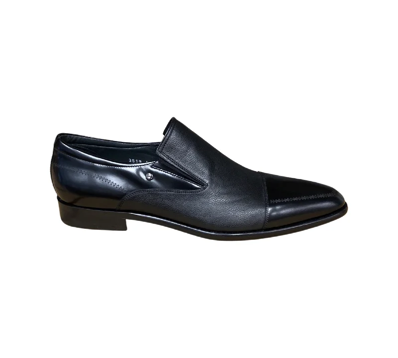 Corrente 3519 Cap Toe Loafer Black