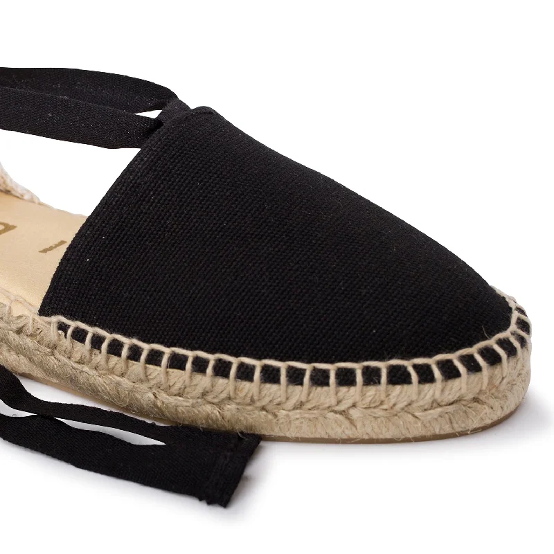 Tamarita Eco Canvas Vegan Espadrille Wedges - Black