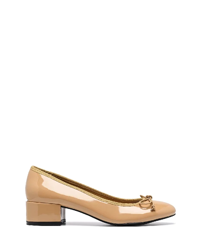 Diana Ballet Heel Caramel Patent