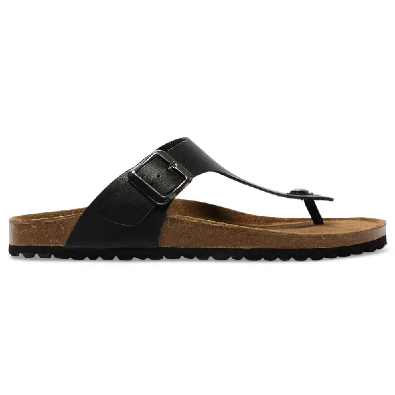 Fresno Sandal in Black Leather