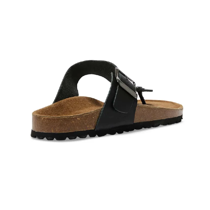 Fresno Sandal in Black Leather