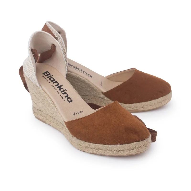 Galera Vegan Suede Espadrille Wedges - Caramel