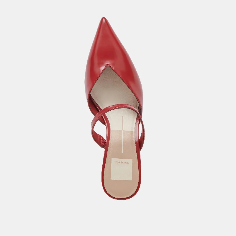 KANIKA MID HEELS RED CRINKLE PATENT