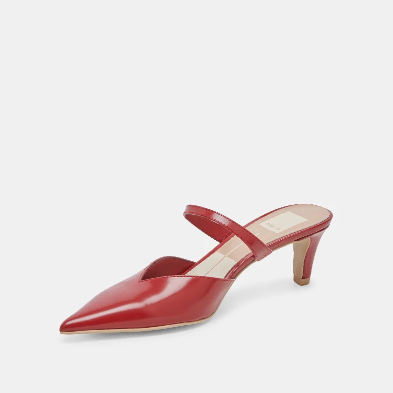 KANIKA MID HEELS RED CRINKLE PATENT