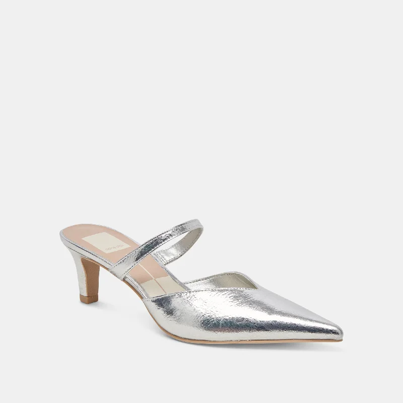 KANIKA MID HEELS SILVER DISTRESSED LEATHER