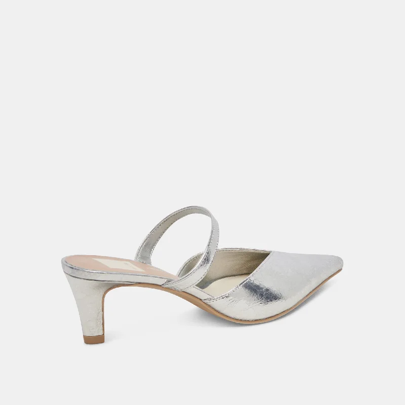 KANIKA MID HEELS SILVER DISTRESSED LEATHER