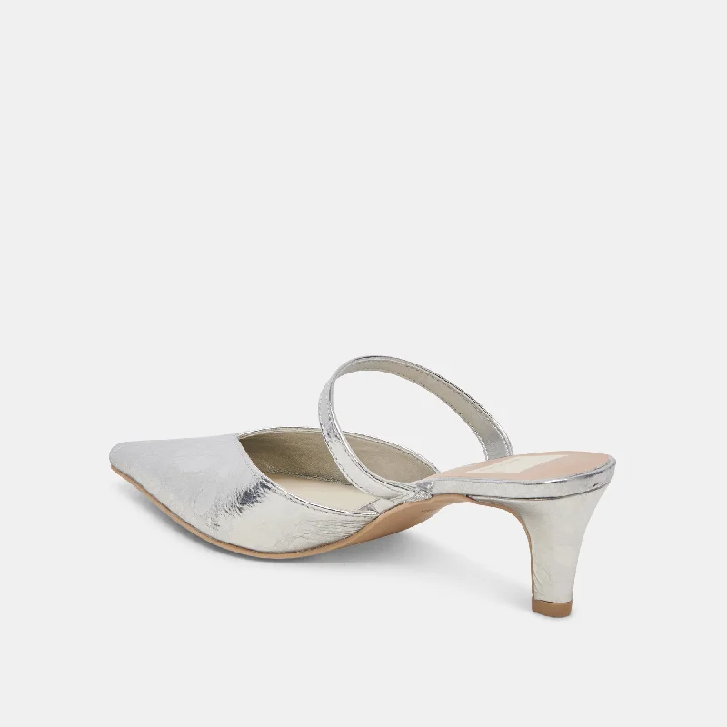 KANIKA MID HEELS SILVER DISTRESSED LEATHER