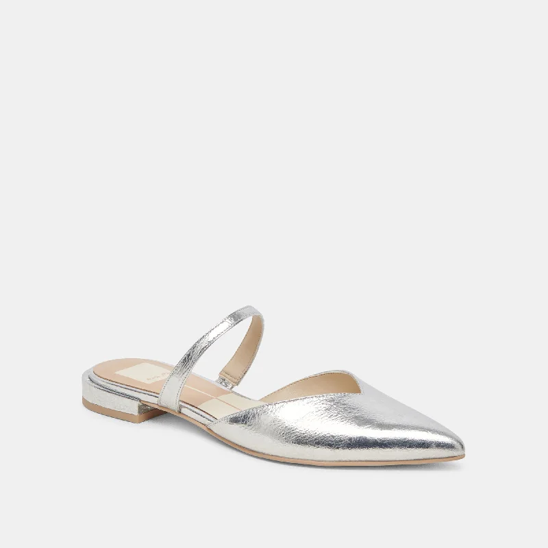 KANIKA WIDE FLATS SILVER DISTRESSED LEATHER