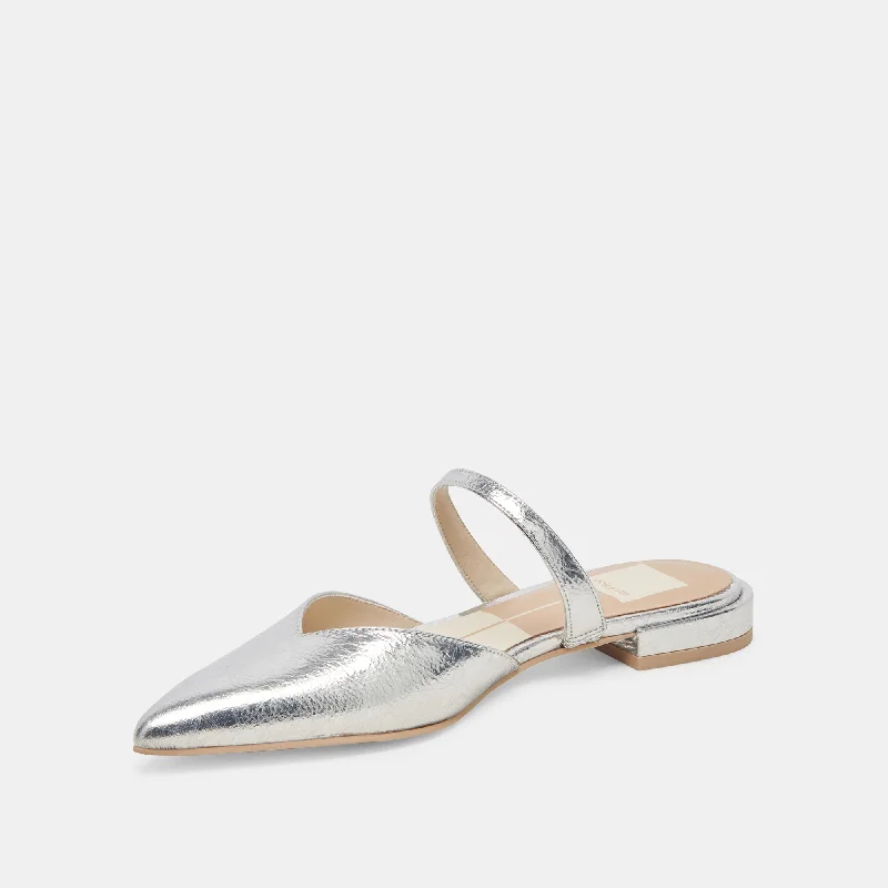 KANIKA WIDE FLATS SILVER DISTRESSED LEATHER