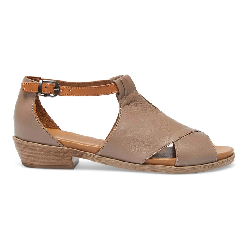 Laguna Sandal in Taupe And Cognac Leather