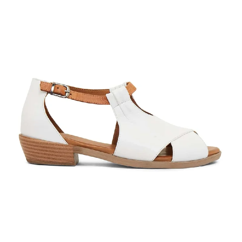 Laguna Sandal in White And Cognac Leather