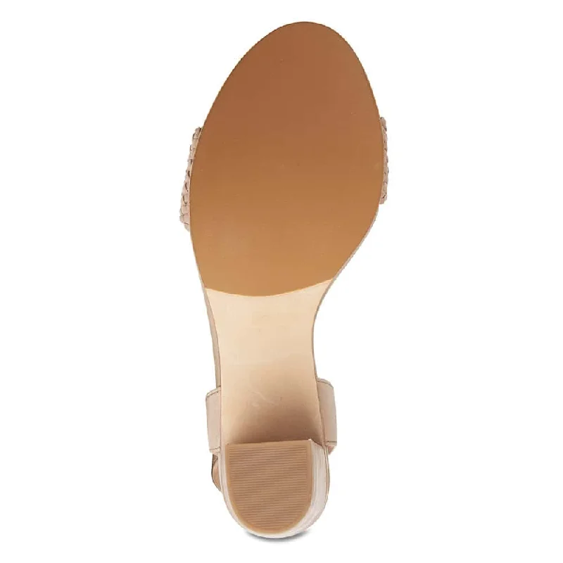 London Heel in Nude Leather