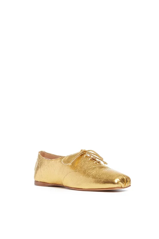 Maya Flat Shoe in Gold Leather