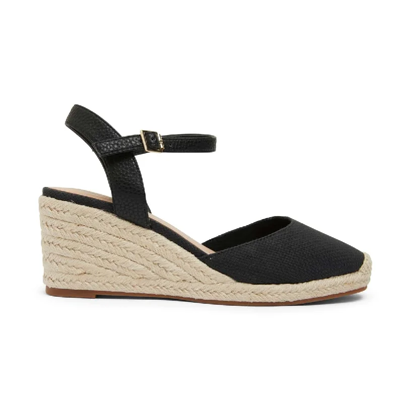 Santos Wedge in Black Fabric