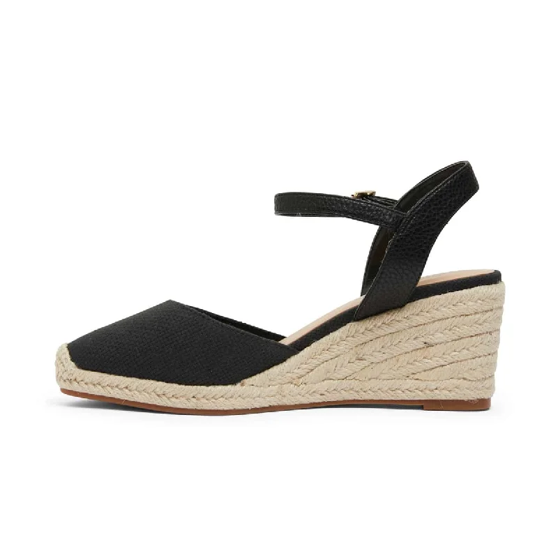 Santos Wedge in Black Fabric