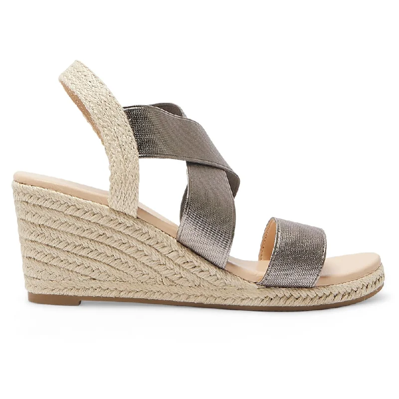 Selina Wedge in Pewter Fabric