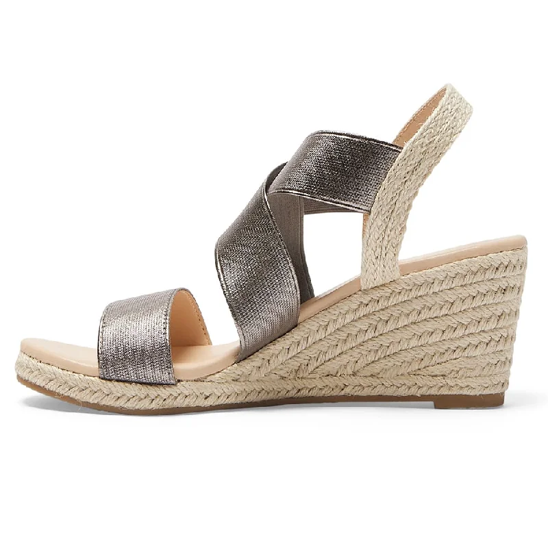 Selina Wedge in Pewter Fabric