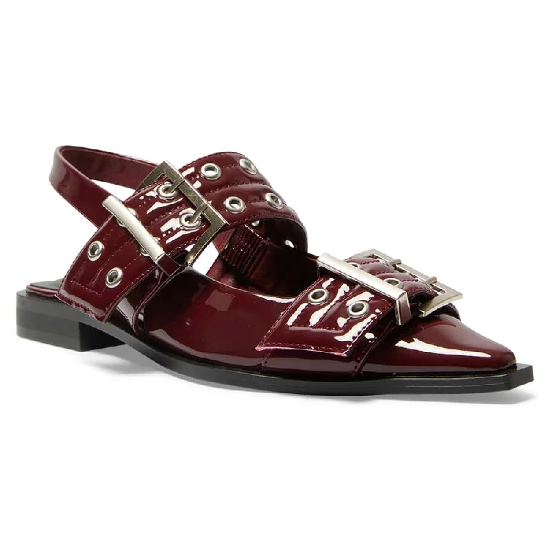 Suzie Flat in Cherry Patent