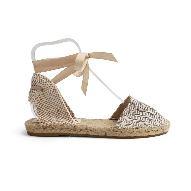 Herringbone Vegan Espadrilles - Beige - Classic Sole