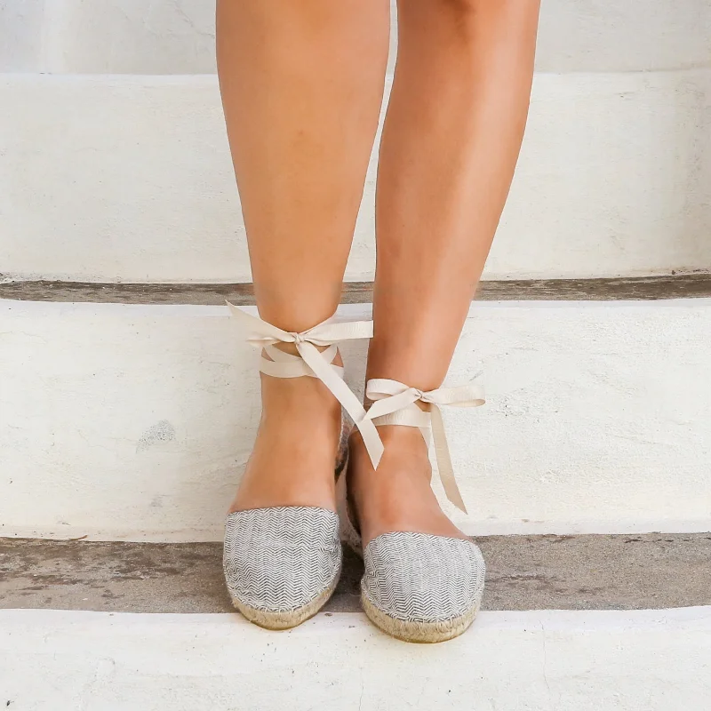 Herringbone Vegan Espadrilles - Beige - Classic Sole