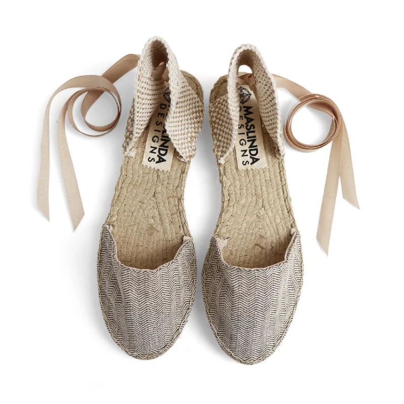 Herringbone Vegan Espadrilles - Beige - Classic Sole